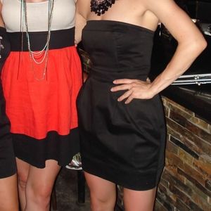 French Connection black strapless cocktail mini dress